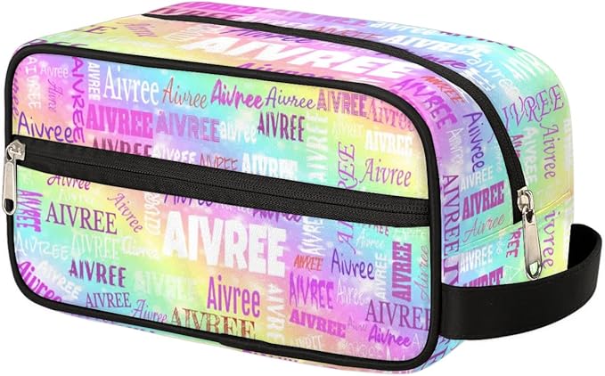 Customized Travel Makeup Toiletry Bag, Waterproof Large Cosmetic Bag Makeup Shaving Bag Organizer Case, Rainbow Colorful Shiny Stars