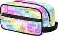 Customized Travel Makeup Toiletry Bag, Waterproof Large Cosmetic Bag Makeup Shaving Bag Organizer Case, Rainbow Colorful Shiny Stars