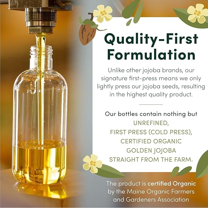 HobaCare Organic Jojoba Oil Bulk - Unrefined Carrier Oil for Soap Making, Hair, Face, Beard, Scalp, Massage, Skincare Spa - Natural, Pure, Hexane Free, Long Shelf Life (128 oz Gallon)
