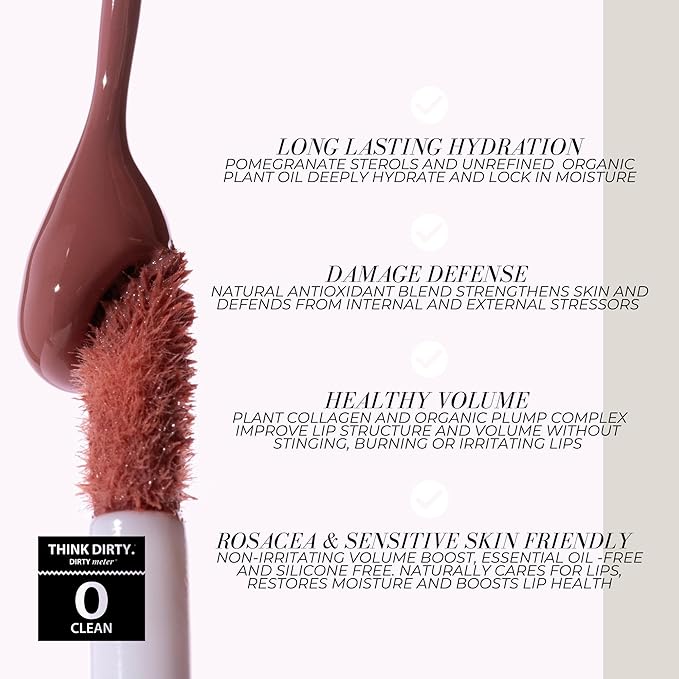 FITGLOW Beauty Lip Colour Serum | Hydrating Lip Gloss | Plumping Anti-Aging Lip Treatment | Natural Shine with Pomegranate Sterols & Collagen | Buildable Color for Dry Chapped Lips | Go - 10g
