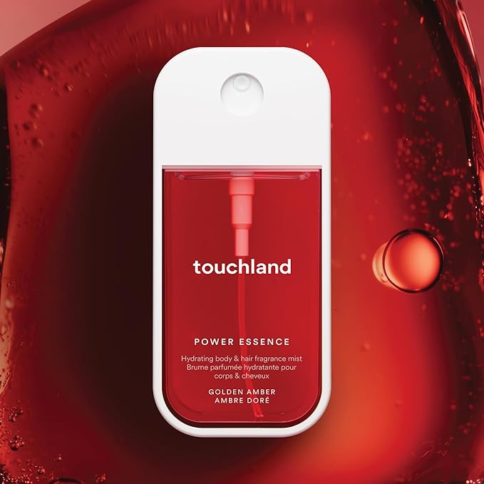 Touchland Hydrating Body & Hair Fragrance Mist, Golden Amber, 2 FL. OZ. Travel Size Body Spray