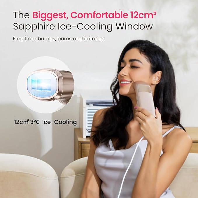 IPL Laser Hair Removal for Women and Men, 25J Triple-Pulse Permanent Hair Removal Device for Ingrown & Coarse Hair, 37°F Painless Sapphire Ice Cooling Hair Removal for Legs, Facial, Armpits, Bikini