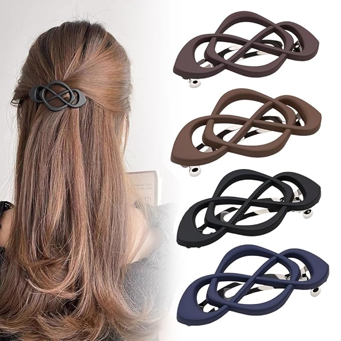 4 Pack Vintage French Barrette Hair Clips, 2025 New Hair Accessories for Women, Strong Hold No Slip Styling (Style A)