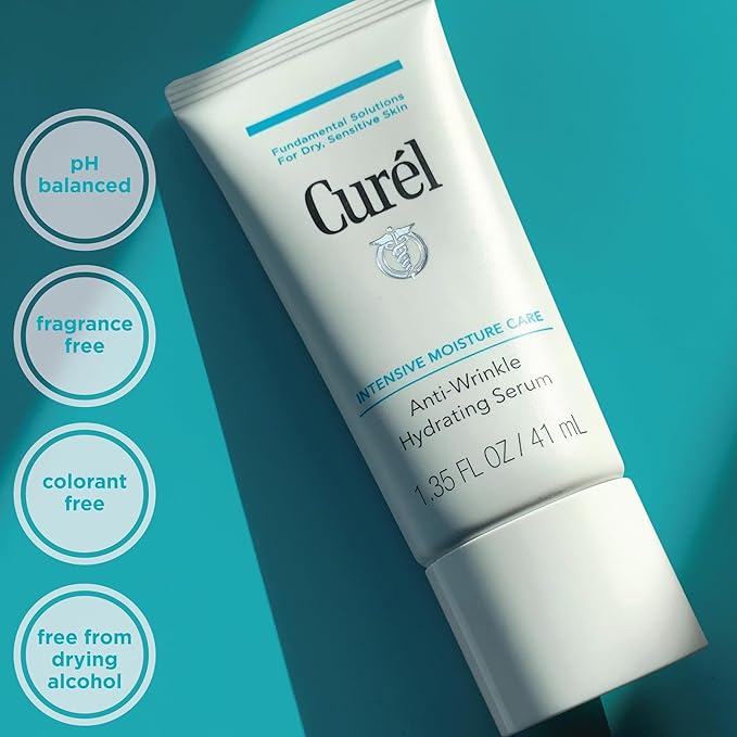 Curel Japanese Skin Care Anti-Wrinkle Hydrating Serum, Face moisturizer for Dry, Sensitive Skin, Reduces Wrinkles and Fine Lines, with Ceramides, Fragrance & Alcohol Free Facial Serum, 1.3 Fl Oz
