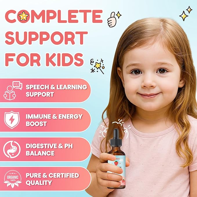 Zeolite Detox for Kids, Gentle Wellness Support, Zeolite with Methyl B12, Vitamin D3 and C, Natural Zeolite Drops for Gut and Focus Support, Natural Flavor, 2oz