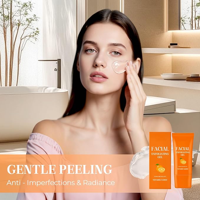 Facial Exfoliating Gel, 2025 New Orange Exfoliating Gel Scrub for Face and Body, Orange Peeling Glue Remove Blackheads & Moisturize Skin for All Types Skin (A-2Pcs, One Size)