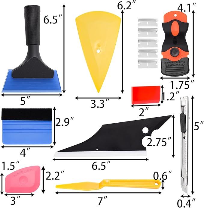 TOPZEA 25 PCS Car Window Tint Application Tools Kit, Easy-to-Use Vehicle Window Tinting Tools Glass Protective Film Installation Kits Includes 17oz Spray Bottle, Vinyl Wrap Squeegees, Knifes for Home