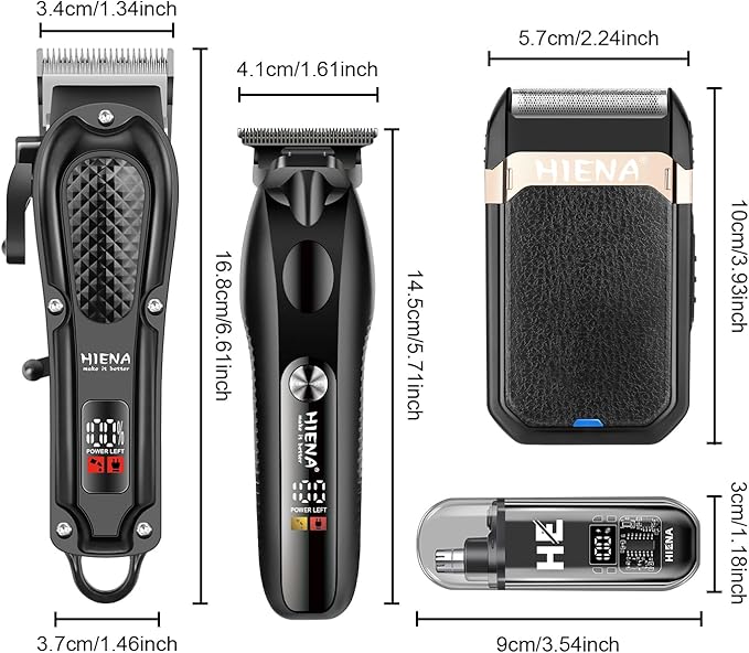 HIENA PRO Hair Clippers for Men Professional, Cordless Barber Clipper & T-Blade Beard/Hair Trimmer Set, Electric Razor Foil Shaver Nose Trimmer Barber Kit, Men's Hair Cutting Kit (212 Set)