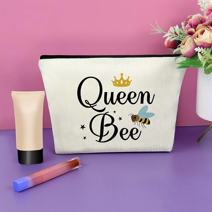 Sazuwu Bee Themed Gifts for Women Makeup Bag Bee Lover Gifts for Friend Beekeeper Birthday Gifts Cosmetic Bag Honeybee Gifts Christmas Thanksgiving Gifts for Bee Lover Cosmetic Travel Pouch