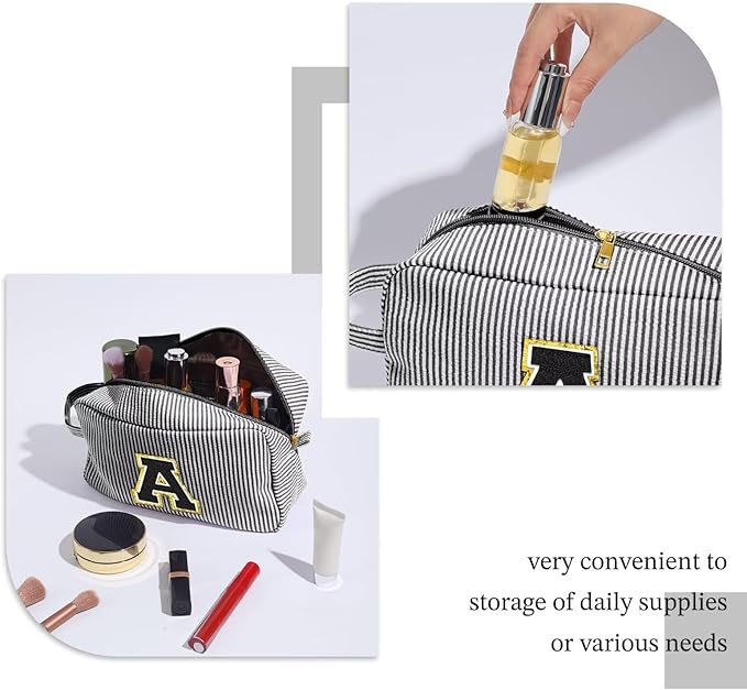 YOOLIFE Travel Monogram Initial Makeup Bags - Cosmetic Toiletry Bag Pouch Makeup Case for Mom, Best Friend, Teacher - Birthday Gifts