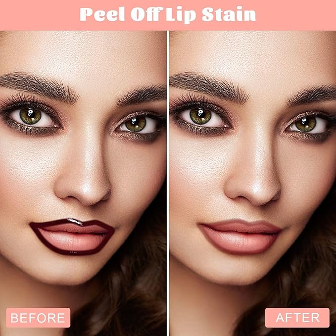 Lip Stain - Peel Off Lip Liner, Long Lasting Lip Liner with Matte Finish, Waterproof & Transfer Proof Lip Gloss, Non-Stick Cup & Highly Pigmented Color, Easy to Use for All Skin Types (Coral)