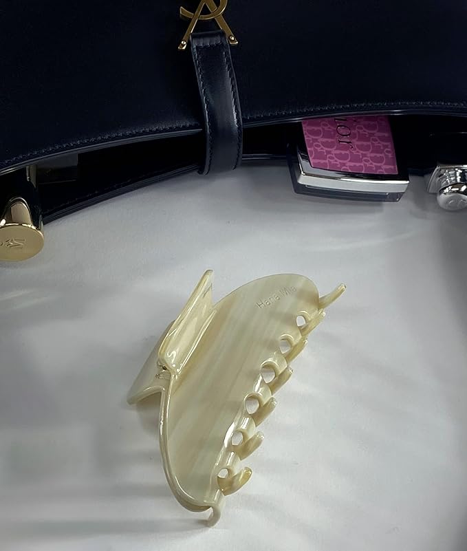 Premium Durable Acetate Hair Claws - Large 4 Inch No-Slip Claws for Thick Hair | 1 Piece (Creme)
