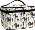 JoyLamoria Cute Dachshund Cactus Makeup Case Portable Cosmetic Bag Toiletry Containers for Women Girls