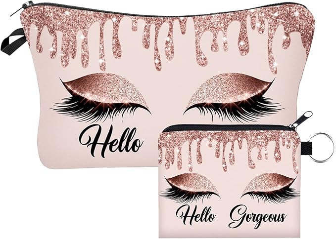 Makeup Bag for Purse Cosmetic Bags for Women Inspirational Gift for Womens Small Funny Cosmetics Pouch Bohu Travel Bag Cases for Toiletries Accessories Organizer (53911+22139)
