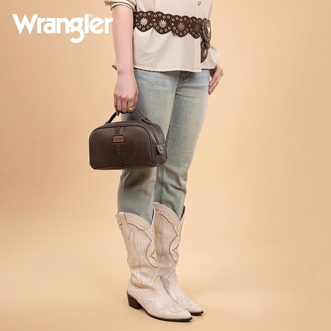 Montana West Wrangler Makeup Bags for Women Portable Toiletry Bag Small Travel Cosmetic Organizer for Gift Zipper Closure