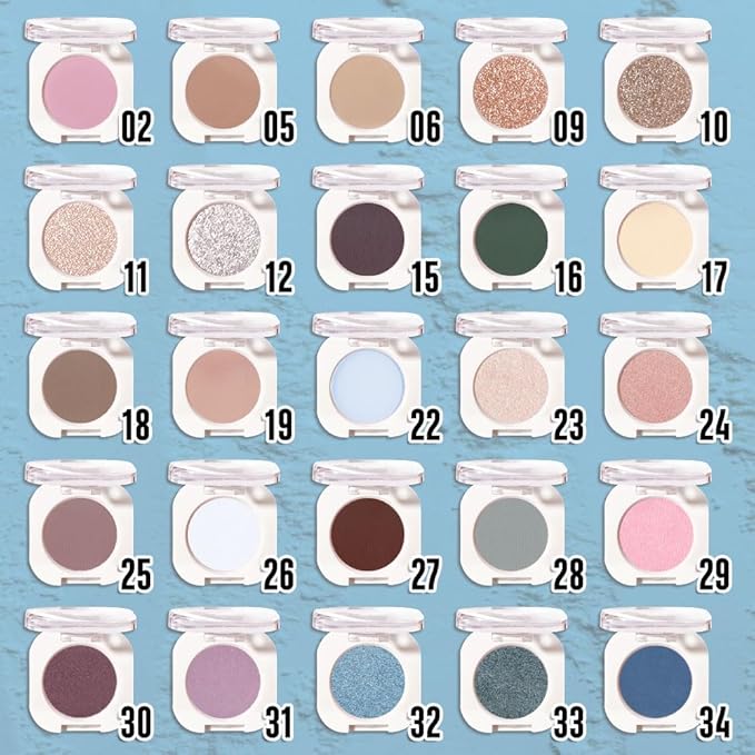 Sky Blue Metallic Single Eyeshadow, Lightweight Blendable Mini Eye Shadow for Older Women, Monochrome Eyeshadow Palette Makeup Pigmented Waterproof, Vegan & Cruelty-Free, 32