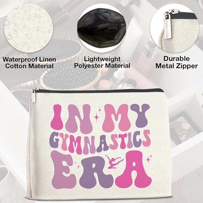 Makeup Bag Gymnast Gifts for Women, Funny Gymnastics Gifts in My Gymnastics Era Cosmetic Bag Zipper Makeup Pouch