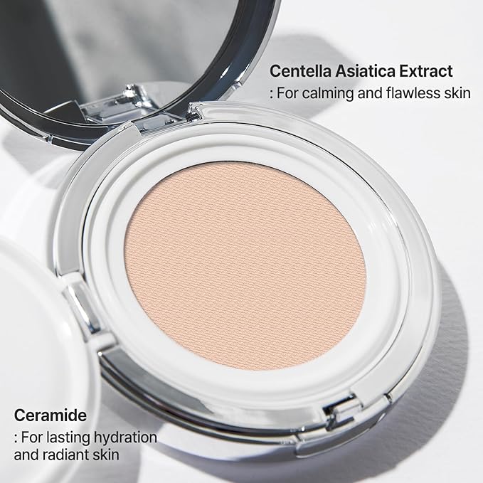 2aN Gleaming Tension Cushion Foundation Pact, Korean Cushion Foundation Makeup, Lightweight & Buildable Coverage with Ceramides and Centella Asiatica (#29 Caramel Beige, 0.45 oz)