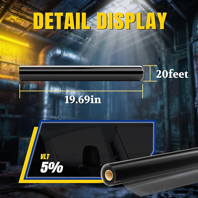 ARANA Nano Ceramic Window Tint Car, 5% Car Tints for Windows Automotive Window Tint Roll Privacy Film 20" in X 20FT, Heat Glare UV Blocking Anti-Scratch Explosion-Proof
