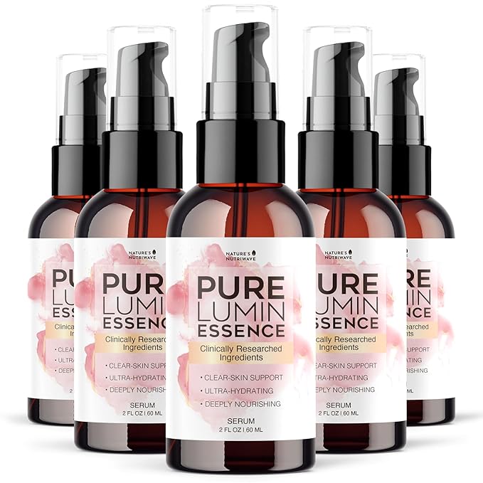 PureLumin Essence – Natural Hydrating Serum for Skin Brightness and Nourishment – Plant-Based Formula – Non-GMO – GMP Certified – 2 fl oz (60 mL), 6 Month Supply