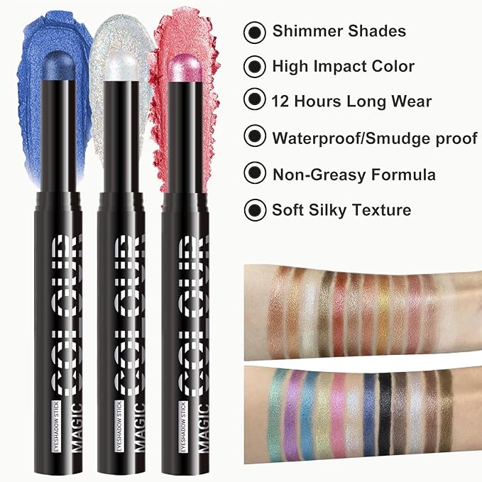 Pink Glitter Eyeshadow Stick, Light Pink Shimmer Eyeshadow, Hot Pink eyeshadow Stick Pencil, Waterproof Long Lasting High Pigment Eye Shadow Crayon Pen, Women Eye Highlighter Stick (20#)