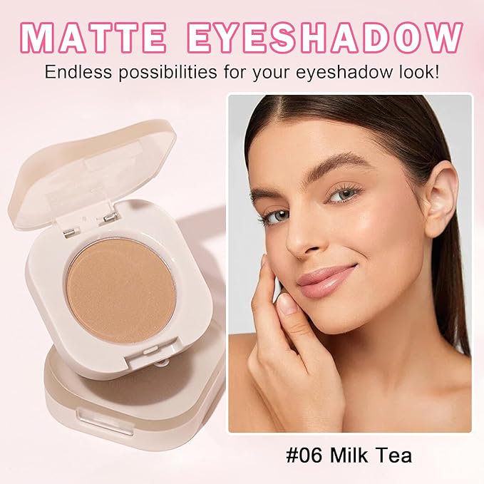 Single Nude Eyeshadow, Matte Brown, Ultra Fine Smooth Powder, Long Lasting High Pigment, Daily Korean Eyes Makeup (Milk Tea)