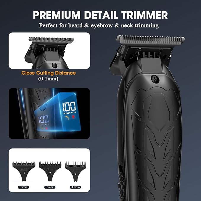 Professional Hair Clippers for Men, Barber Clippers and Trimmers Set, Foil Shavers for Men, 3 in 1 Cordless Hair Clippers Set Hair Cutting Kit Barber kit with LED Display