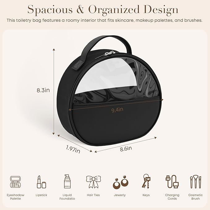 Large Clear Travel Makeup Bag, Waterproof Leak-Proof Toiletry Bag for Women, Simple Large Transparent Cosmetic & Makeup Bag Organizer