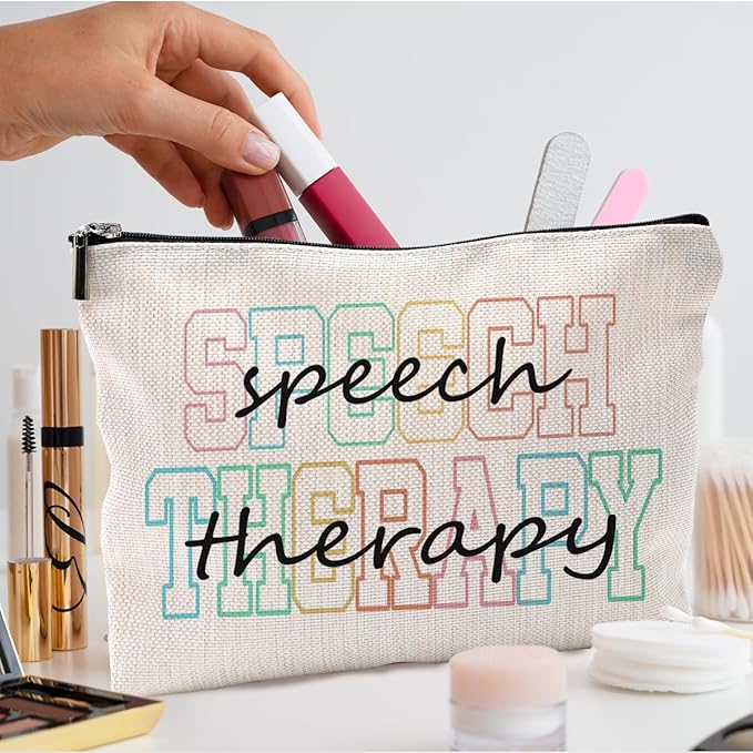 Makeup Bag for Women - Speech Therapist & SLP Gifts, Cosmetic Bag for Purse