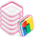 Sanwuta 6 Pcs Clear Hard Zipper Case Hard Plastic Zipper Pouches Makeup Bag Pencil Pouches Transparent Cases for Snacks Plastic Storage Organizer Box for Travel(Pink,5 x 5 x 2 Inch)
