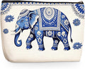 Wenboco Blue Elephant Makeup Bag, Cute Travel Makeup Case Cosmetic Bags for Women, Portable Pouch Purse Travel Essentials Toiletries Accessories, Christmas Birthday Gifts for Women, Elephant Gifts