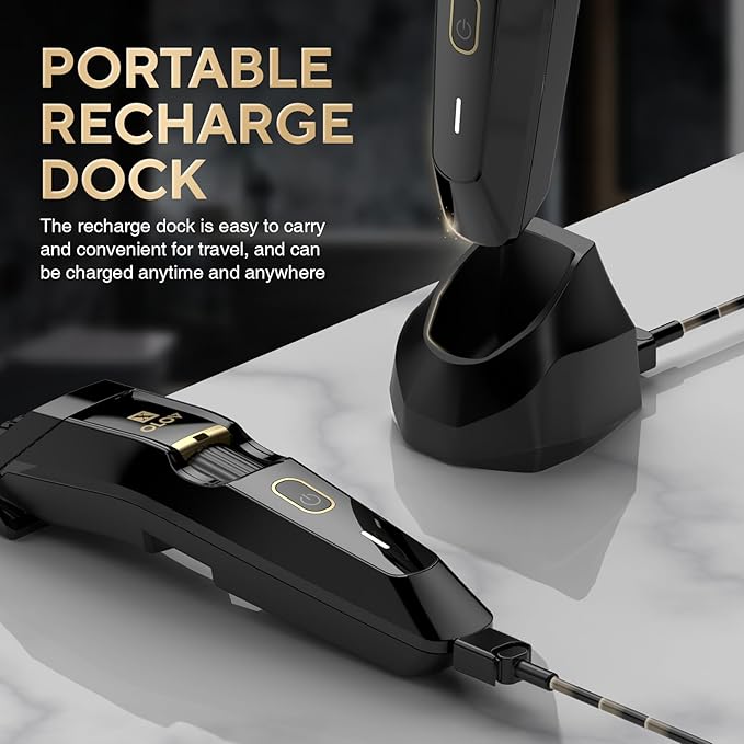Men's Beard Trimmer - All-in-One Trimmer with Precision Dial - Premium Facial Hair Groomer - Adjustable 20 Length Setting, USB Recharge Dock, Cordless Waterproof Wet/Dry Clipper