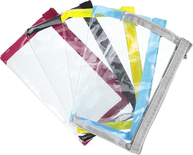 VOCOSTE 5pcs Small Makeup Pouches for Purse, Mini Clear Zipper Bag, 5Colors Transparent Case Cosmetic Pouch Waterproof Travel Organizer for Women