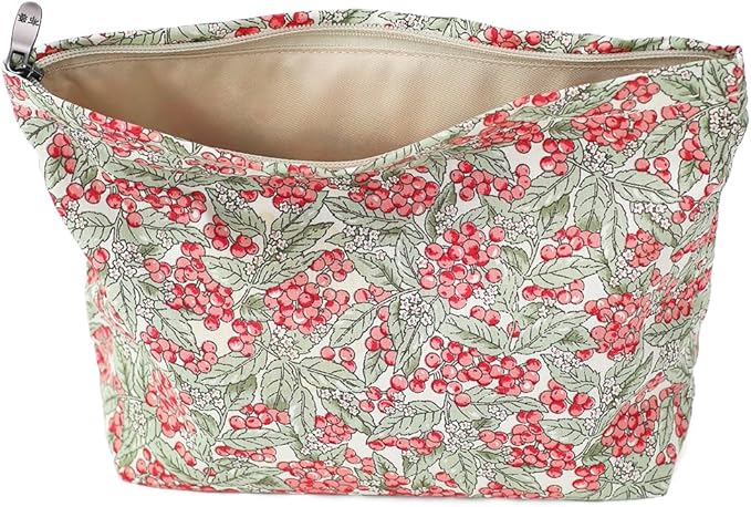 Cotton Printed Makeup Bag - Large Capacity Travel Cosmetic Pouch & Toiletry Organizer with Zipper, Perfect for Daily Use, Makeup Storage, or Gift Ideas