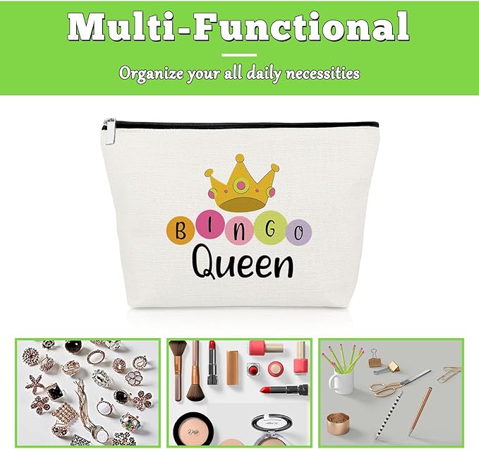 Bingo Gifts for Women Makeup Bag Bingo Lovers Gift Gambling Presents for Women Best Friend Sister Game Player Birthday Presents Casino Lovers Cosmetic Bag Christmas Graduation Travel Cosmetic Pouch
