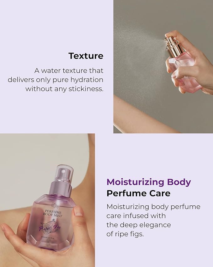 BOM Petit Fig Perfume Body Mist 3.71 Fl Oz, Fig Scented Mist with Hyaluronic Acid, Niacinamide & Vitamin C, Hydrating, Lightweight Body Perfume, Long Lasting Fragrance, Korean Skincare