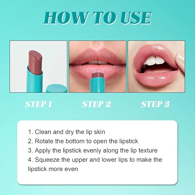 3PCS Hydrating Lip Tint Lipstick Set,Long-Lasting Matte Finish Moisturizing Tinted Balm,Natural Ingredients Strong Moisturizing Lipstick,Waterproof Lip Gloss Non-Stick Cup Lip Tint Stain(SET B)