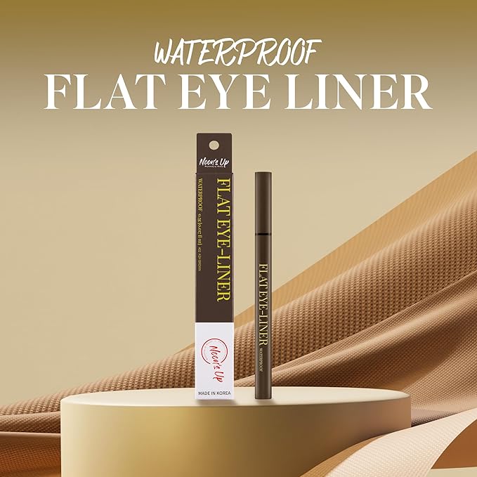 NOON'S UP Flat Eye-Liner - Waterproof Liquid Eyeliner Pen | Ultra-Slim & Bold Ash Brown Eyeliner Liquid | Quick Dry Waterproof Eyeliner Pen | Eye-Defining Brown Liquid Eyeliner 0.018 Fl Oz
