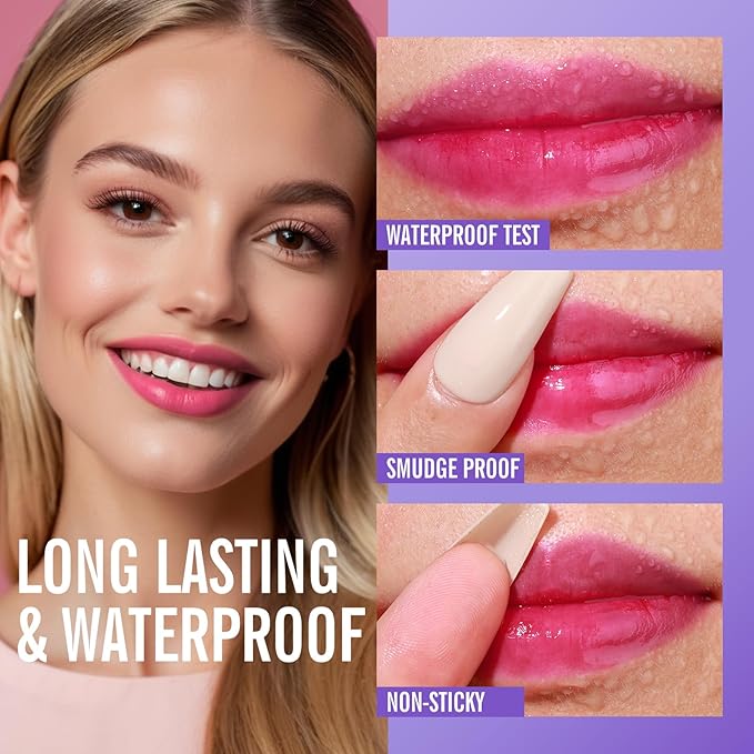 KIMUSE Tattoo Peel & Reveal Lip Stain, Waterproof Long Lasting Peel Off Lip Liner Tattoo, Non Stick Color Peel Off Mask Lip Gloss Makeup