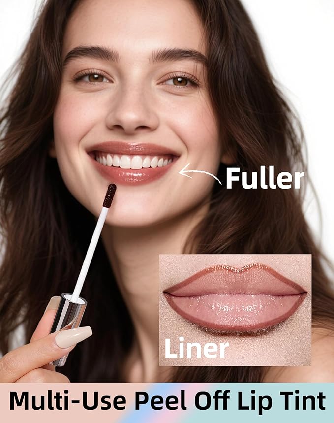 KIMUSE Long-Lasting Lip Stain Peel Off Mask, 12H Smudge-Proof Transfer-Resistant Lip Tint, Vegan & Non-Drying Formula for Bold Matte Finish, Easy Peel Application
