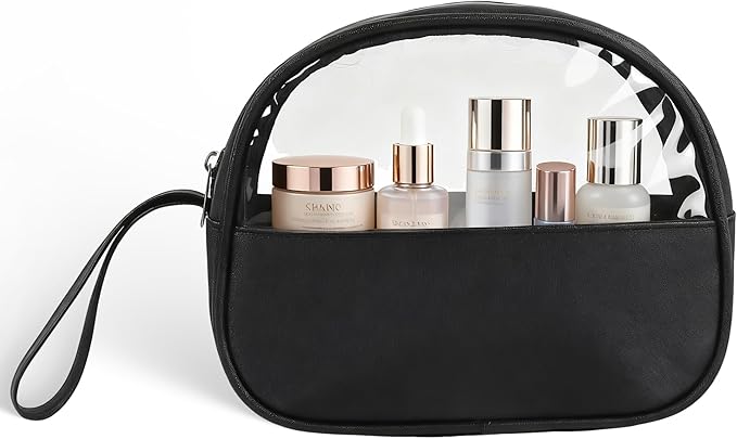 Small Clear Travel Makeup Bag, Waterproof Leak-Proof Toiletry Bag for Women, Simple Transparent Cosmetic & Makeup Bag Organizer