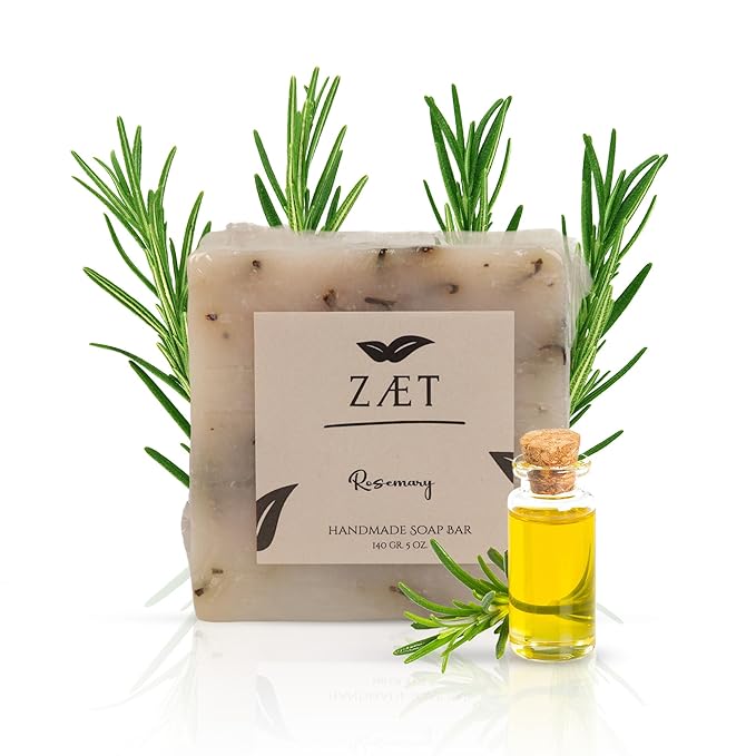ZAET 4-Pack Rosemary Bar Soap – Made with Rosemary Leaves, Olive Oil and Coconut Oil - Handmade Soap Bar for Face, Body and Hands - Gently Cleanses and Hydrates All Skin Types- For Men and Women