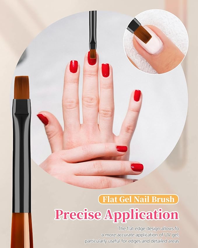 3PCS Nail Art Clean Up Brushes, Round/Angled/flat Acetone Resistant Gel Nail Polish Remover Brush, Nail Brushes for Tidying Up Polish Mishaps on Cuticles, and Nail Art Designs（Orange Black）