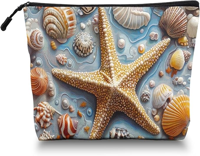 Cosmetic Bags Travel Makeup Toilet Case Waterproof Pouch for Women Girls 6.7X9.45inches - The Enchanting Allure of Marine Treasures