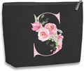 A-Z Personalized Cosmetic Bag Monogrammed Makeup Bags Bridesmaid Gifts Custom Toiletry Pouch Gifts for Women Mom Best Friend Sister Bride Bridesmaid (S)