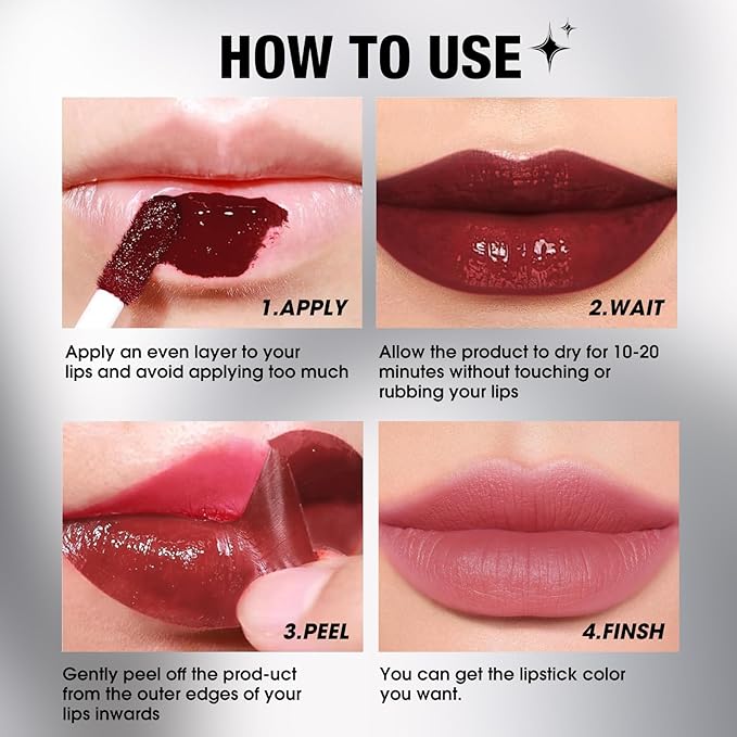 LANGMANNI Long-Lasting Peel Off Lip Liner Set, Waterproof & Smudge-Proof Matte Lip Liners Gift Makeup For Girls（#1）