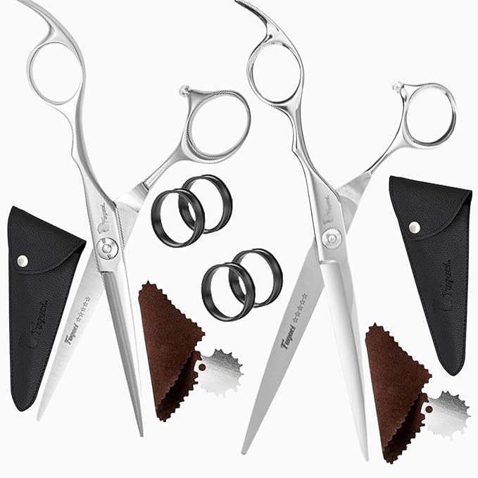 Fagaci Professional Hair Scissors Extremely Sharp Blades, Fine Cutting Blades, Hair Cutting Scissors Professional, Hair Shears, Barber Scissors Set for Men and Women, Haircut Scissors Hair Kit