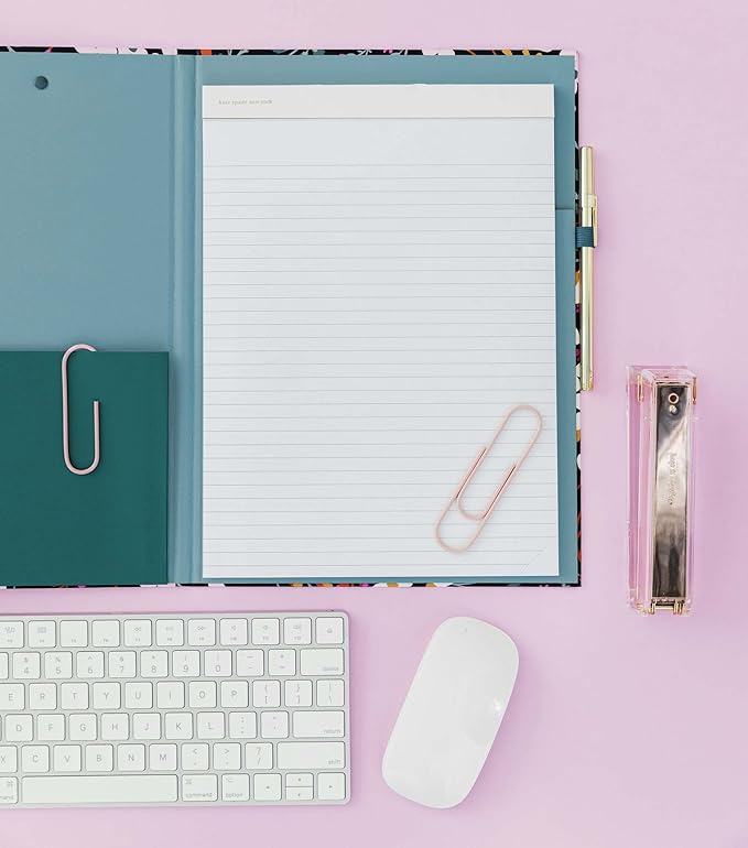 Kate Spade New York Clipboard Folio with Low Profile Clip, Professional Padfolio Includes Lined Notepad, Pen Loop, and Pocket, Fall Floral