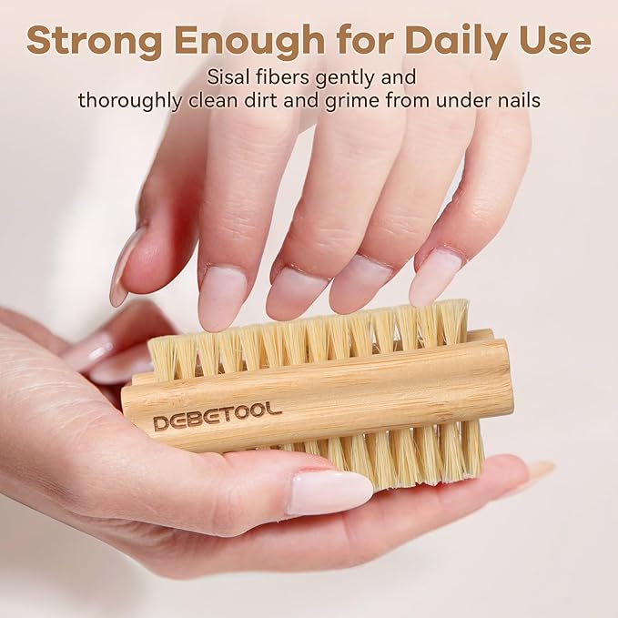 Bamboo Nail Brush- 3PCS Wooden Firm Nail Brush for Cleaning Fingernails,Two-Side Nail Scrubber Brush for Cleaning Under Nails