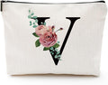 Initial A-Z Personalized Letter Makeup Bag, Monogrammed Bridesmaid Presents Cosmetic Bag, Portable Stationary Storage Organizer Pouch, Friendship LoveTravel Makeup Bags